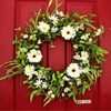 Wreath on red door