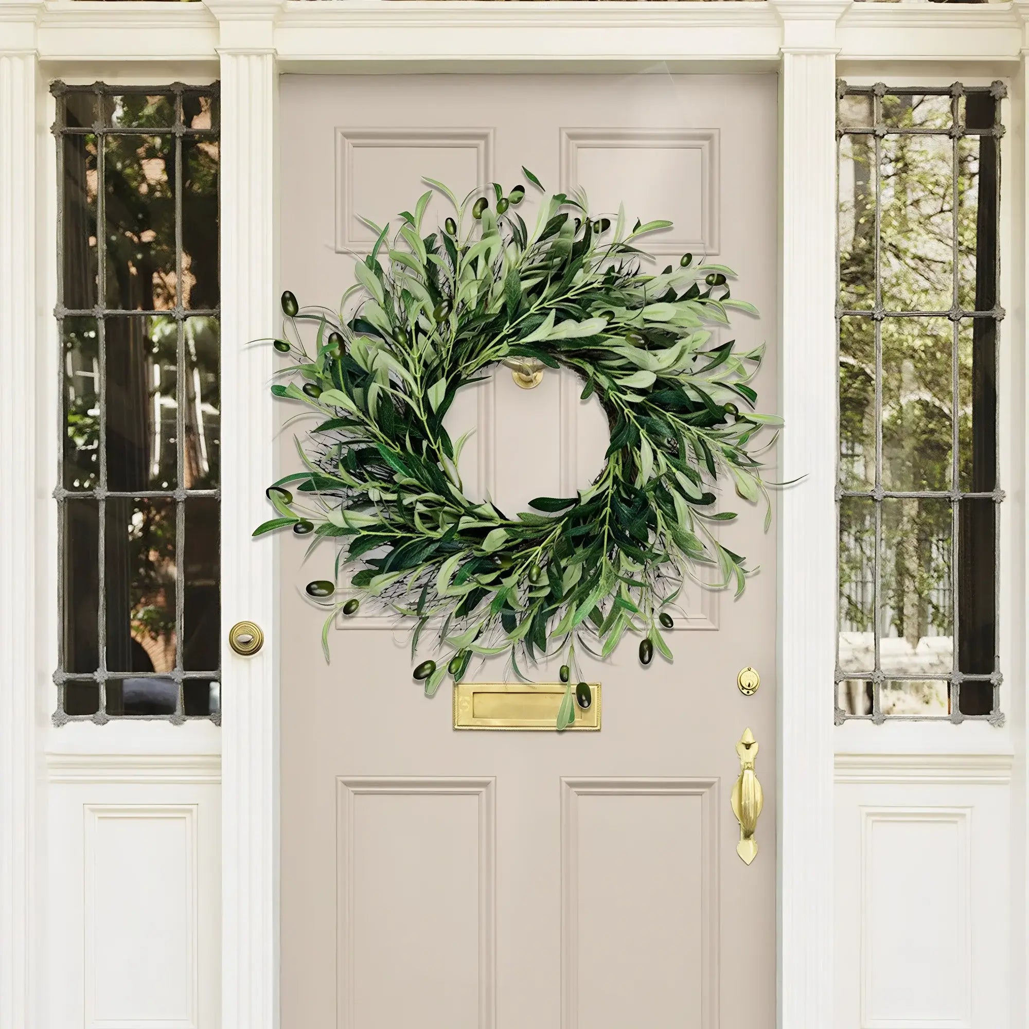 faux olive branch wreath