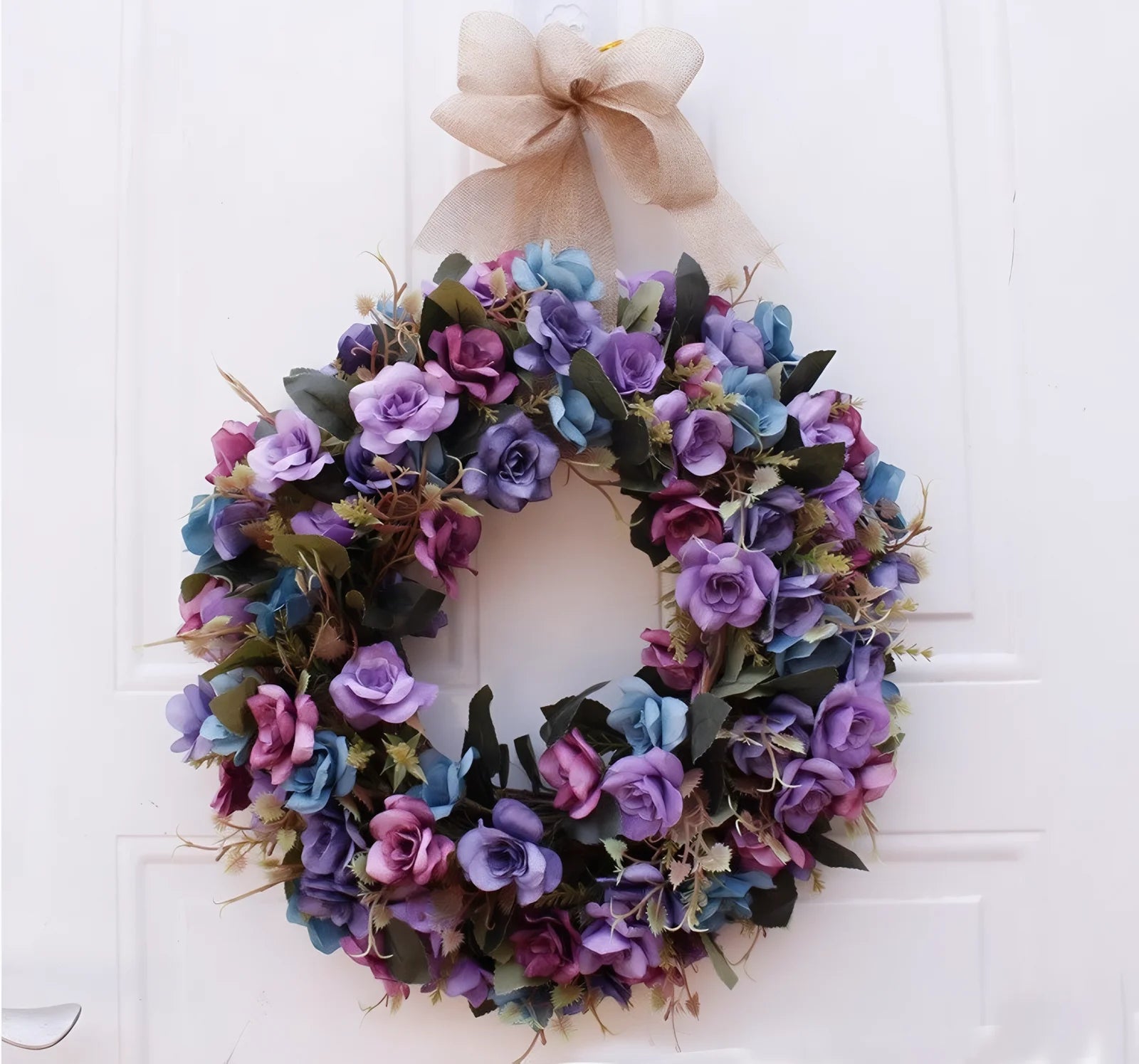 purple flower wreath