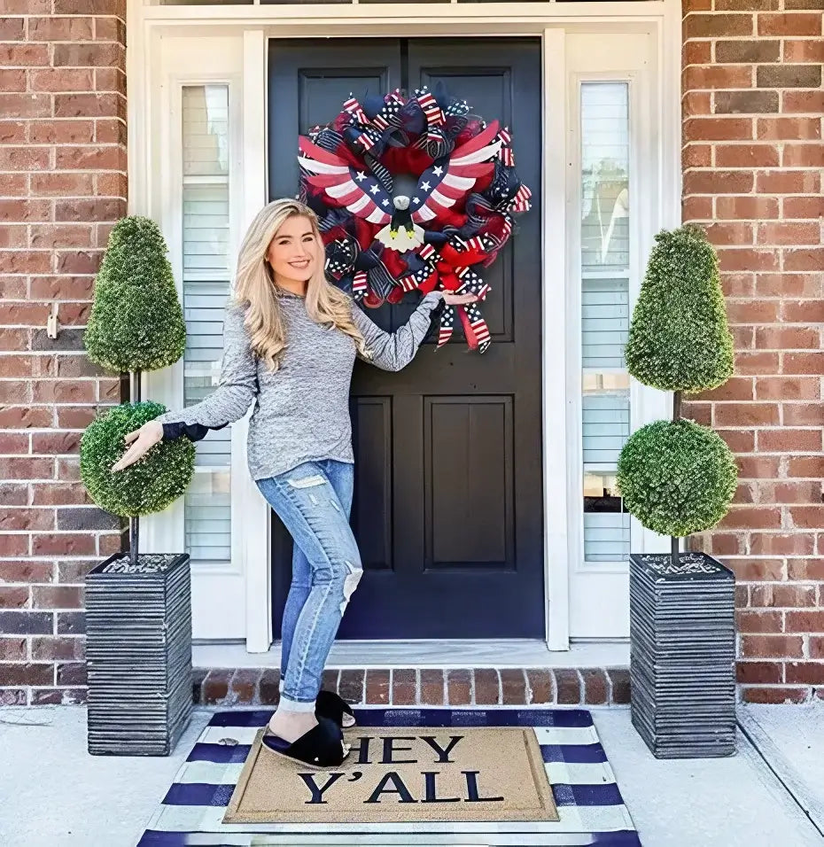 stars and stripes wreath on a door