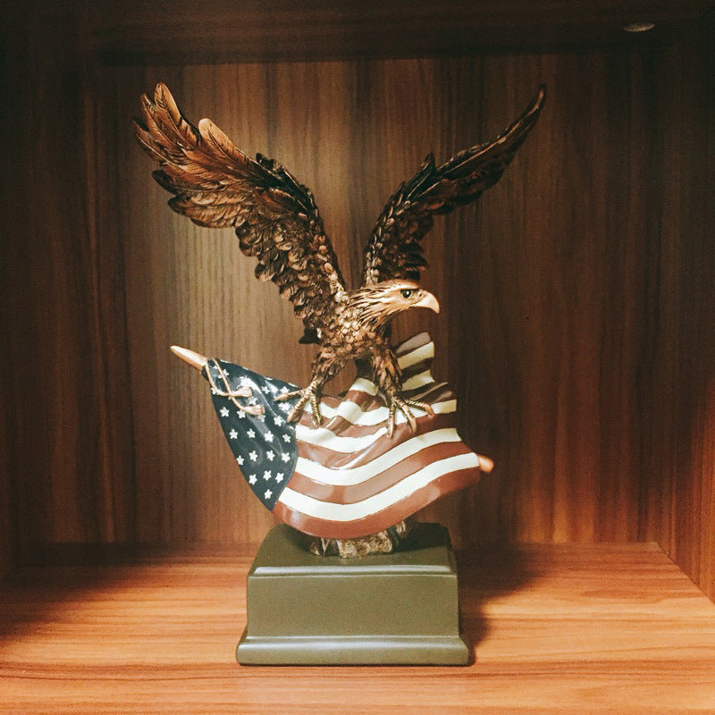 Woodgrain Finish Eagle Sculpture