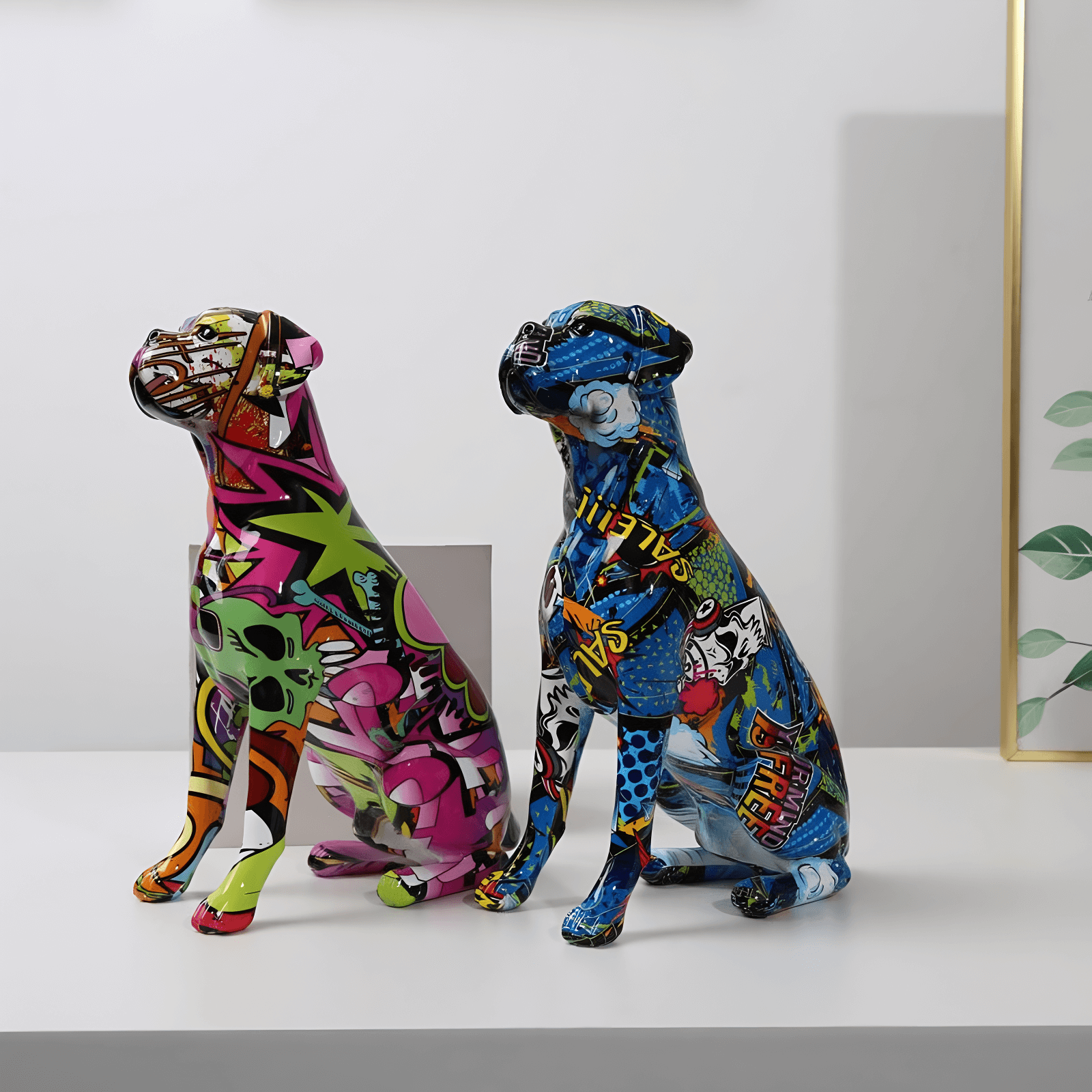 Boxer dog statues