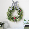 Load image into Gallery viewer, Boxwood wreath with striped bow 