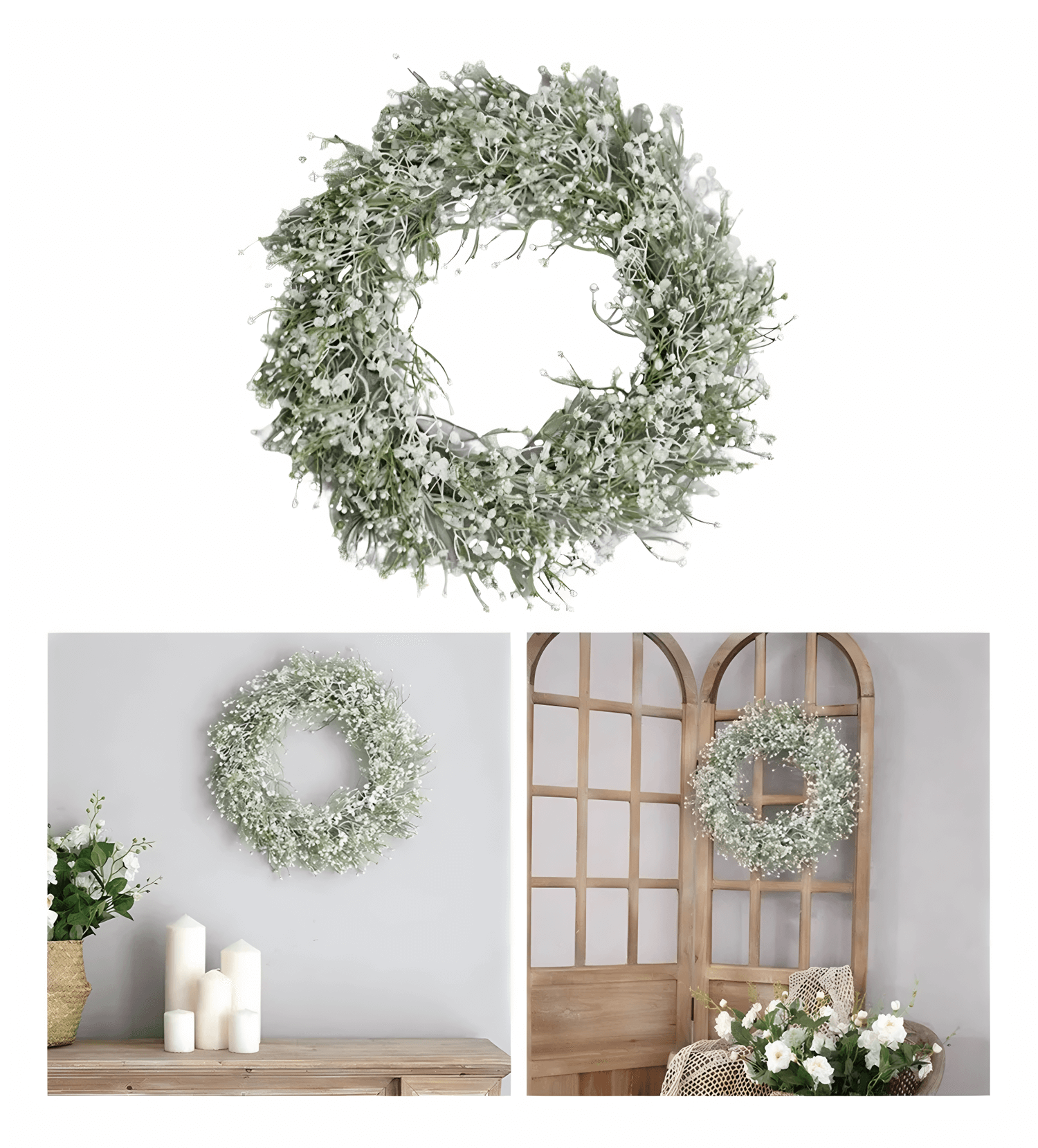 fake baby's breath wreath