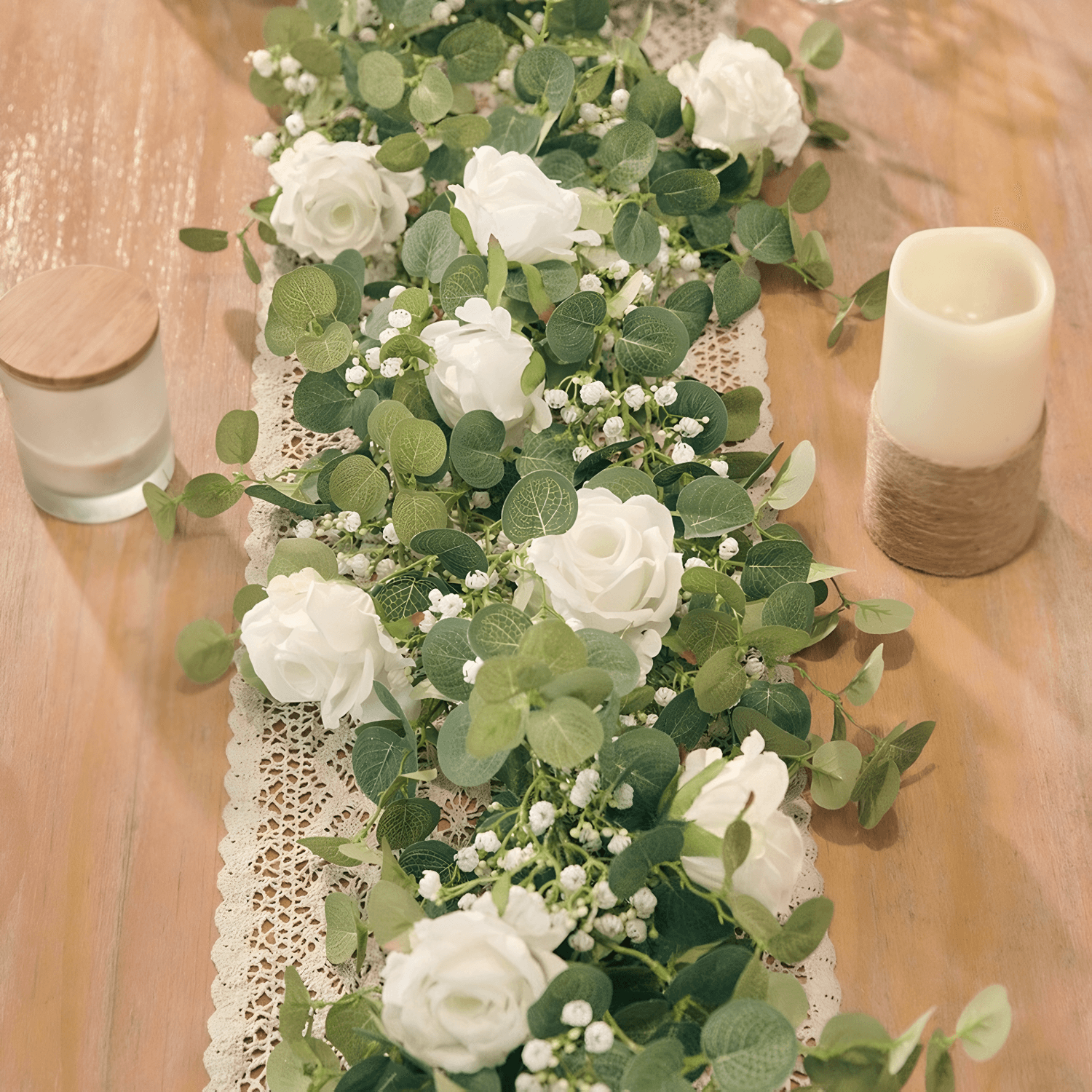 faux baby's breath on a table