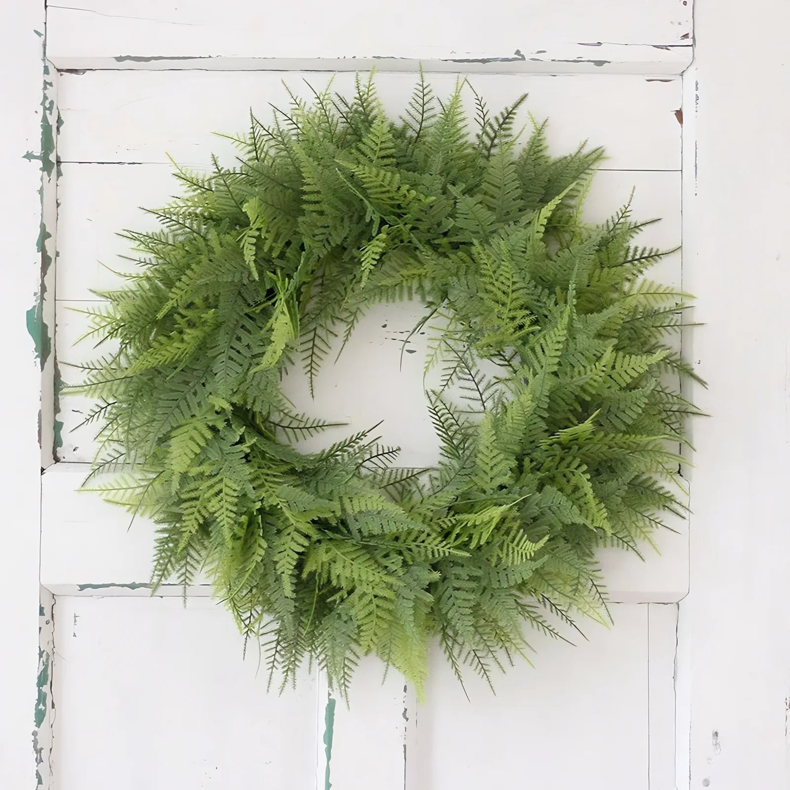fern wreath on a door