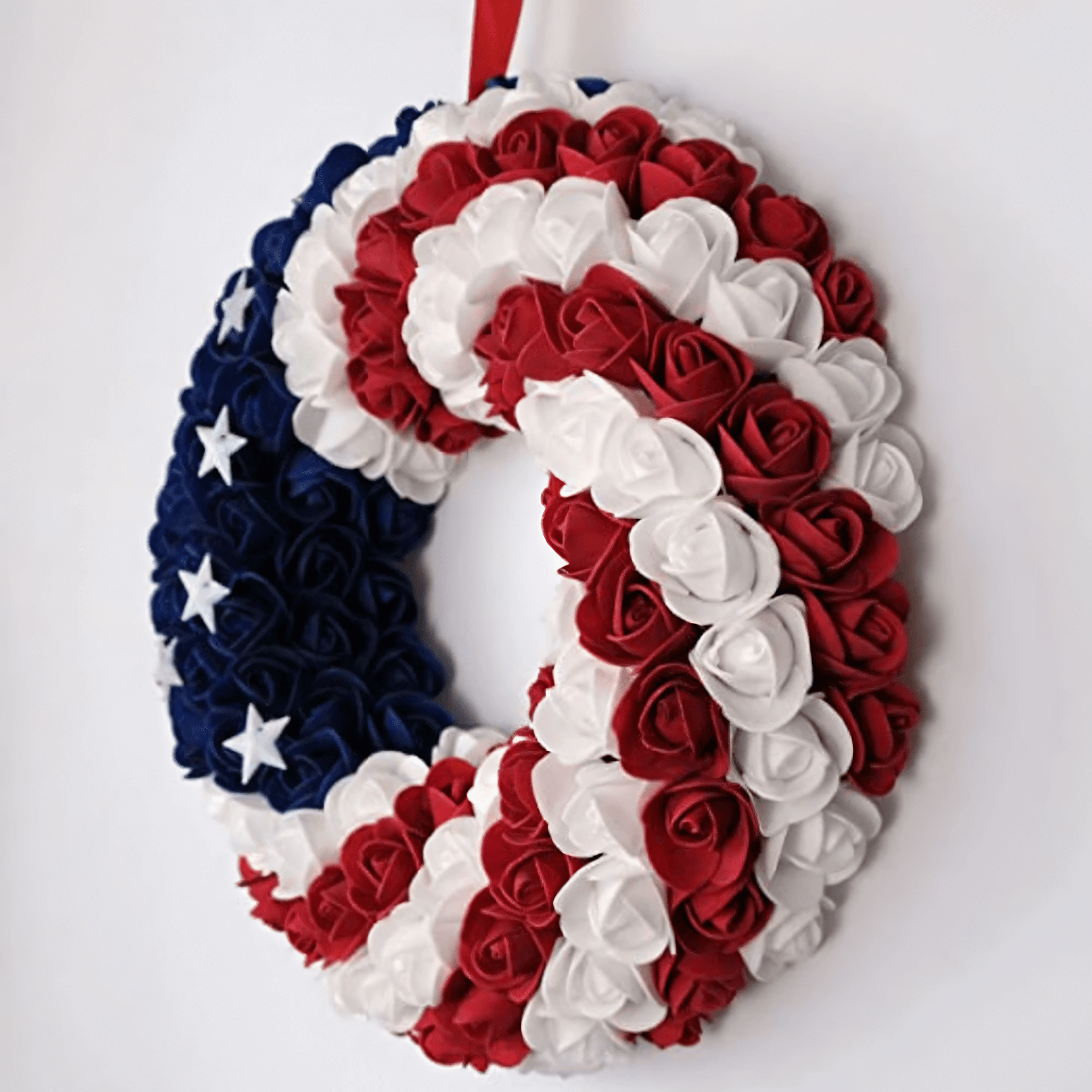american flag wreath on a wall