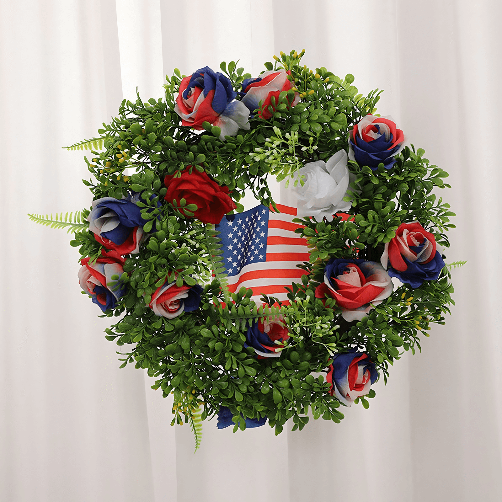 4th of July Patriotic Heart Wreaths for Front Door 15 Red White Blue Pip  Berry Star Independence Memorial Day Wreath for Indoor Outdoor Front Door