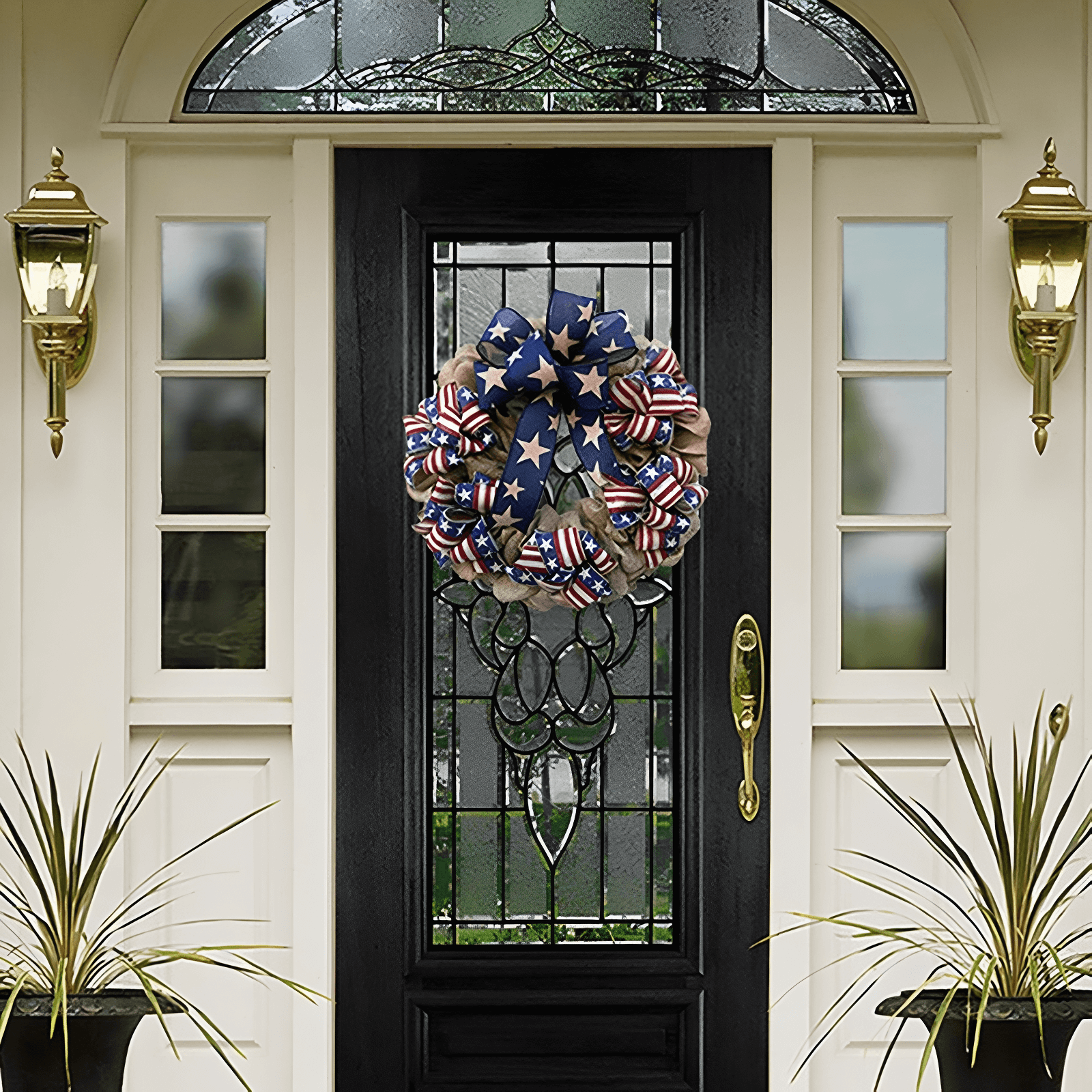 labor day wreath on a front door